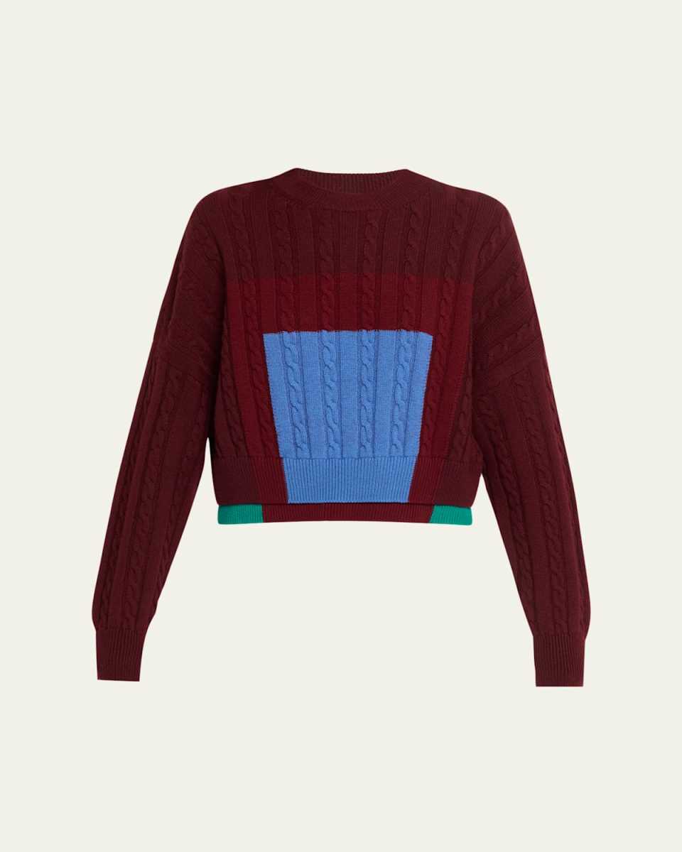 x Albers Cable Knit Crop Crewneck Sweater